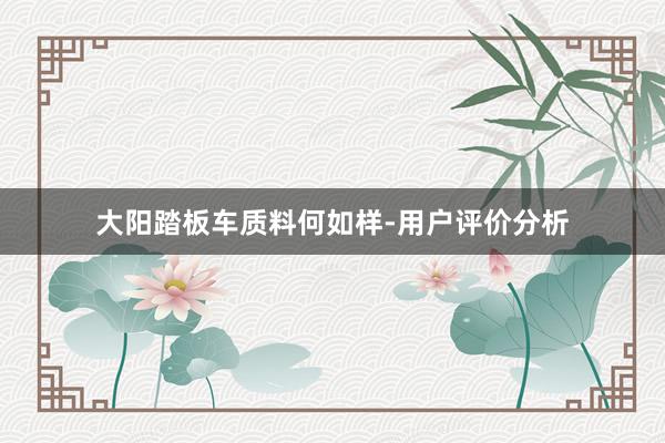 大阳踏板车质料何如样-用户评价分析